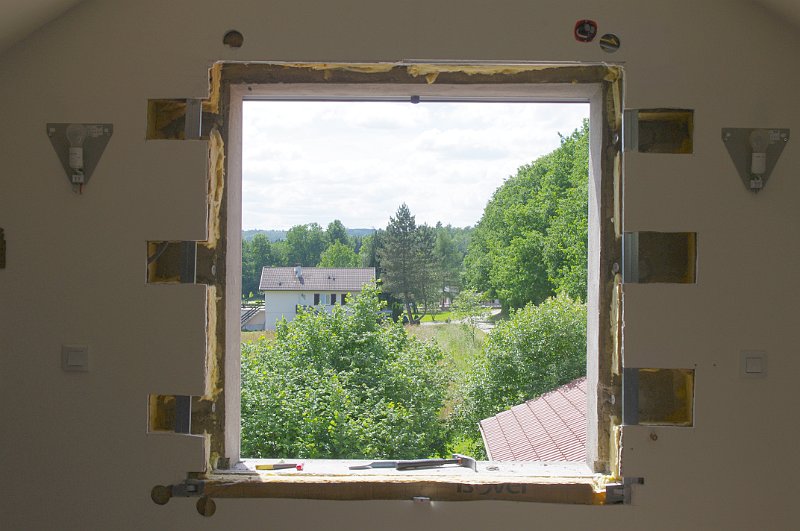 20120609_IMGP4404_KX.JPG - A weekend diversionPlasterboard cutouts to get to the screws which held in the old frame