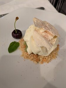 20250806_PXL191432647.MP_Pixel7a-JEB Fraicheur de kiwi aux fines herbes, crème aérienne à la vanille, crumble d amande et meringue fondante