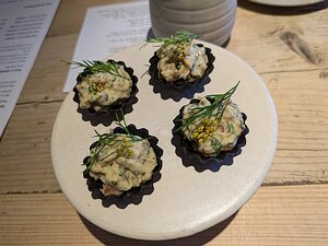 20240809_PXL172610727_Pixel7a-JEB amuse bouche: squid ink pastry with sardine, mayonnaise, garden herbs