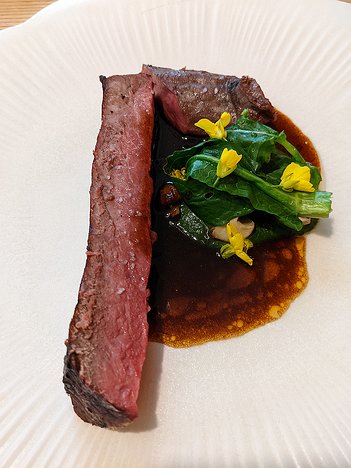 20230427_PXL123856615_Pixel3a-JEB sixth course: Roasted lamb with St George's mushrooms, colza leaf, spinach