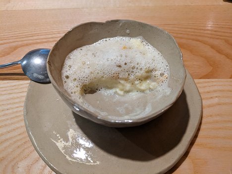20231104_PXL122649829.MP_Pixel7a-JEB chawanmushi (flan aux oeufs japonais), celery, garlic, dashi, cockles with celery stock cream