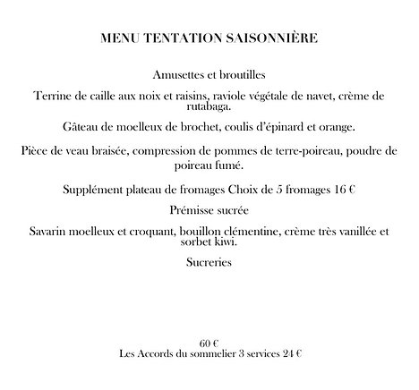 Tentation menu