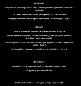 Lunch menu 1aug2025 Le Menu Brasserie the 34€ Entrée, plat et dessert