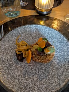 20250830_PXL131036394_Pixel7a-JEB Crispy pigs head, escabeche vegetables, cherry relish