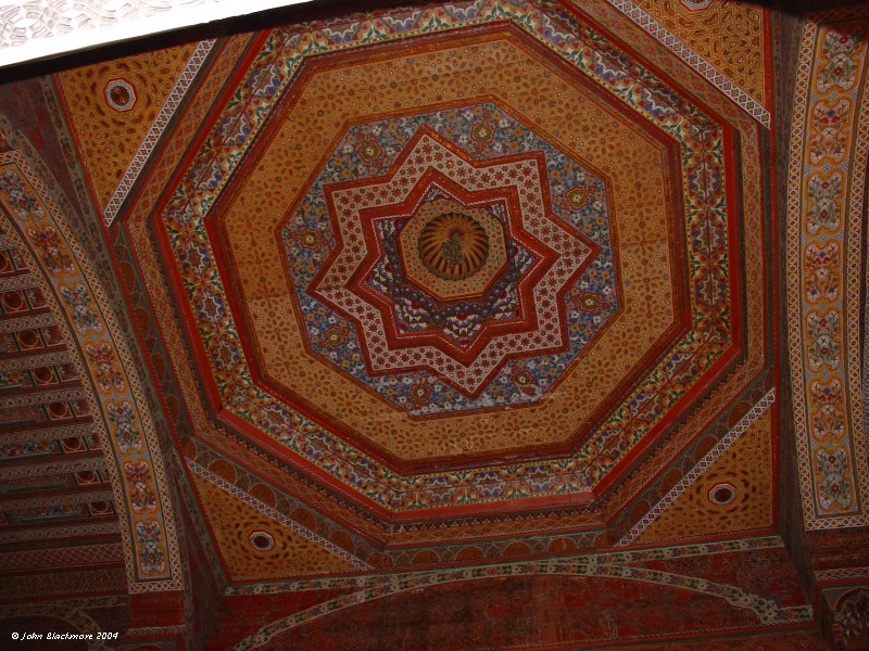 Marrakech040.jpg - painted wood ceiling, Bahia Palace