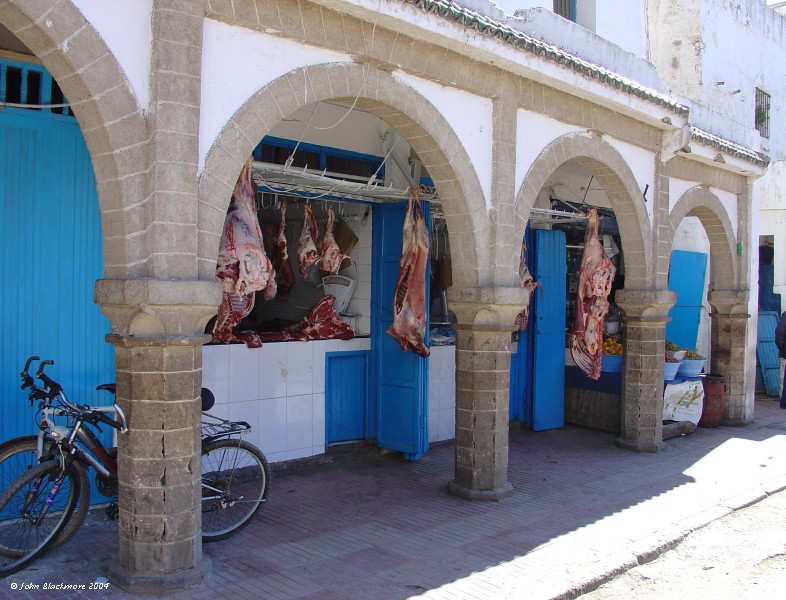 Marrakech085.jpg - Essaouira main street arcade butcher's shop