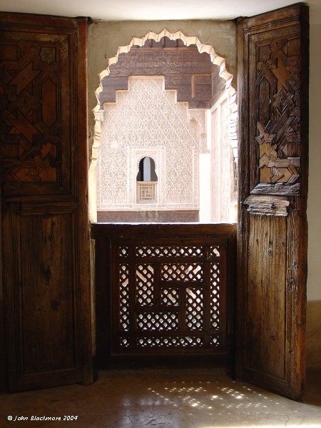 Marrakech117.jpg - students' study room upstairs in the Ben Youssef Medersa
